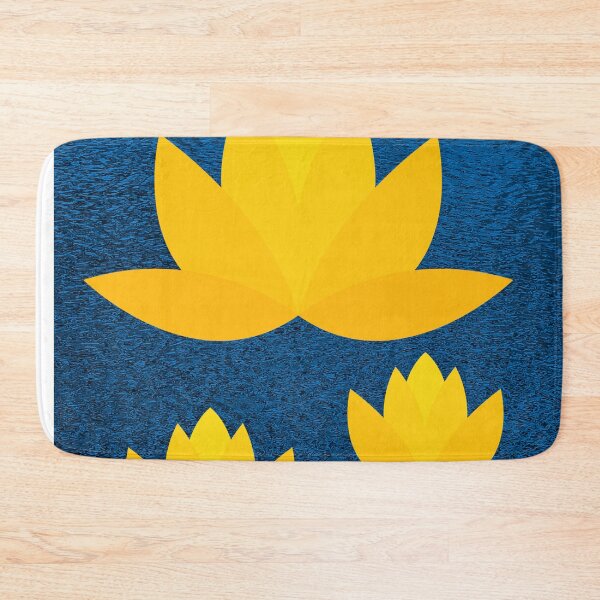 Item preview, Three yellow lotuses in blue background designed and sold by ThamaraiSelvi.