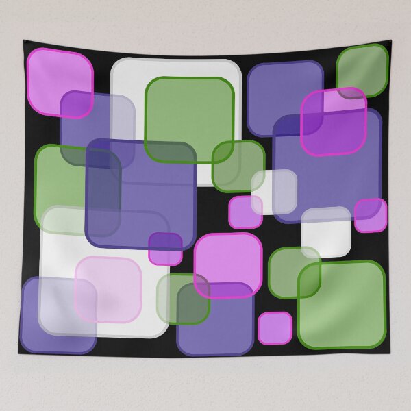 Item preview, Retro Square Bubbles - Purple, Pink and Green designed and sold by Quooki.