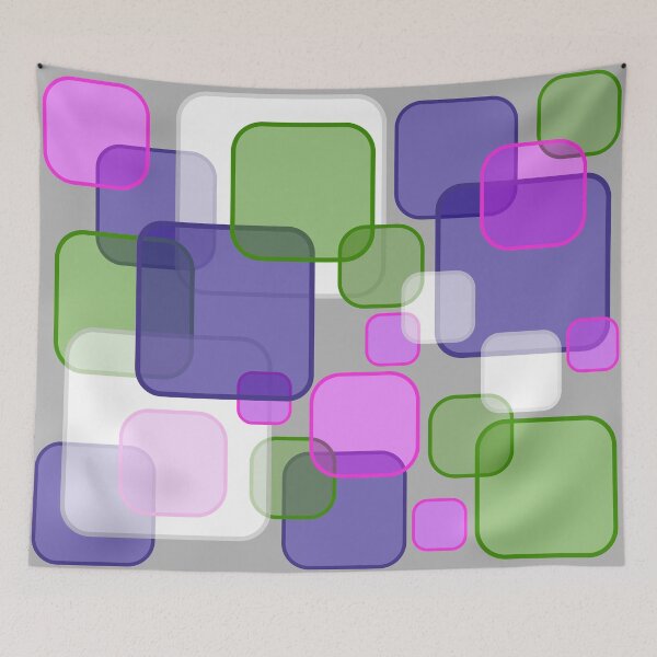 Item preview, Retro Square Bubbles - Purple, Pink and Green designed and sold by Quooki.