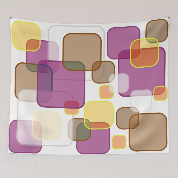 Item preview, Retro Square Bubbles - Brown, Burgundy and Yellow designed and sold by Quooki.