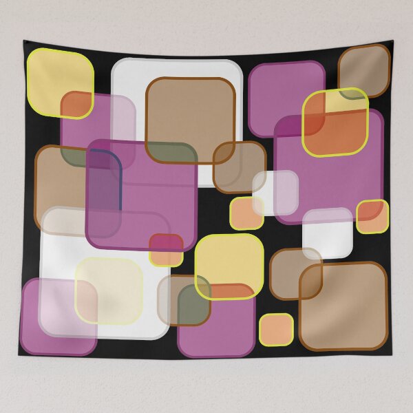 Item preview, Retro Square Bubbles - Brown, Burgundy and Yellow designed and sold by Quooki.