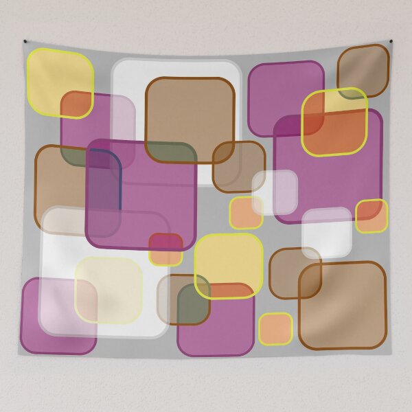Item preview, Retro Square Bubbles - Brown, Burgundy and Yellow designed and sold by Quooki.
