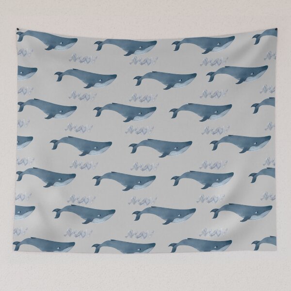 Item preview, Whale watercolor blue pattern designed and sold by windcolors.