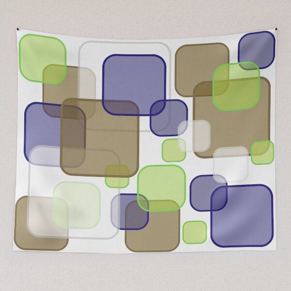 Item preview, Retro Square Bubbles - Brown, Blue and Lime designed and sold by Quooki.