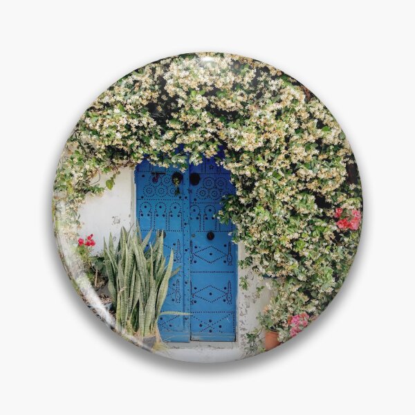 Item preview, Blue door with pink blossom, Sidi Bou Saïd designed and sold by Melissa Peltenburg.
