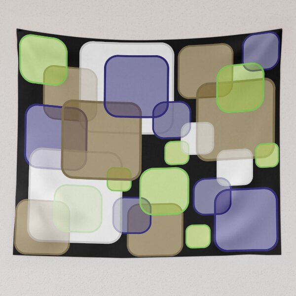 Item preview, Retro Square Bubbles - Brown, Blue and Lime designed and sold by Quooki.