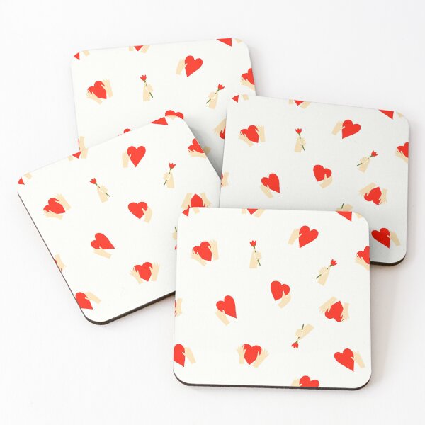 Item preview,  Hand-drawn hands holding red hearts and flowers on the white background designed and sold by BychkovaEvgenia.