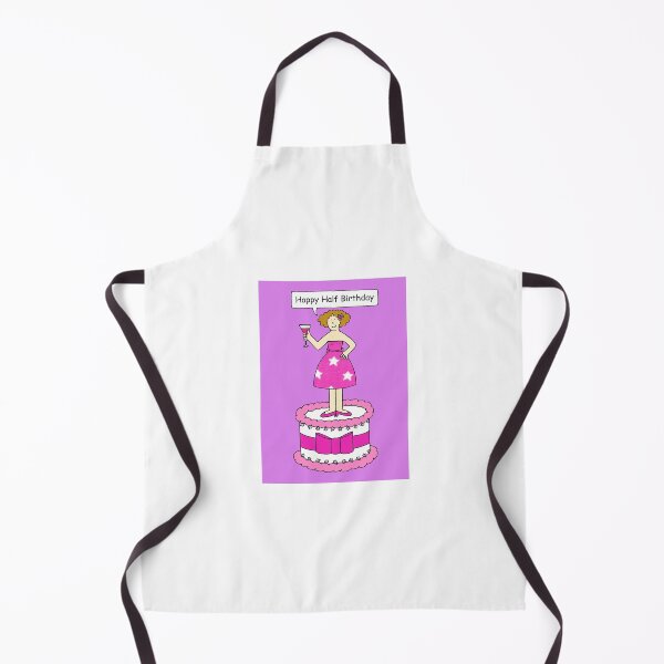 Item preview, Happy Half Birthday Cartoon Lady on a Cake designed and sold by KateTaylor.