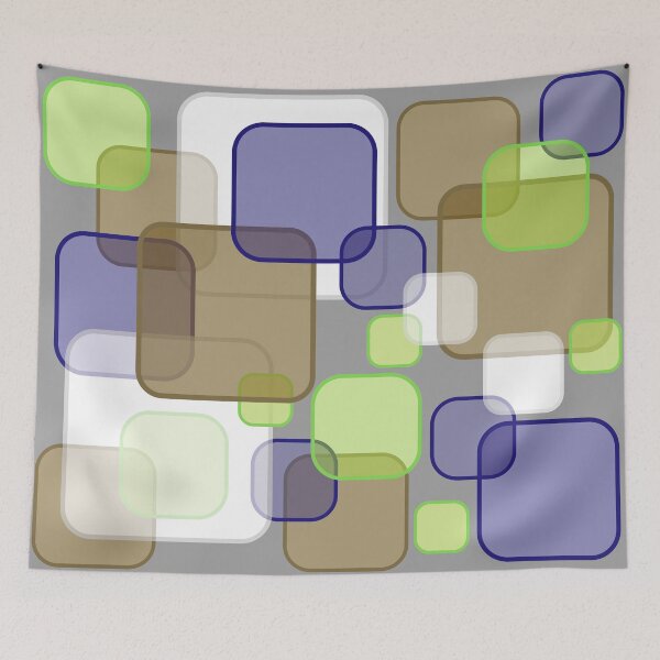 Item preview, Retro Square Bubbles - Brown, Blue and Lime designed and sold by Quooki.
