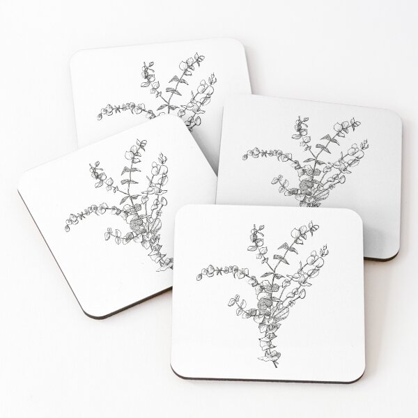 Item preview, Eucalyptus Handmade Drawing with Felt tip pens in Minimalistic Style - White Background designed and sold by MalinMariana.