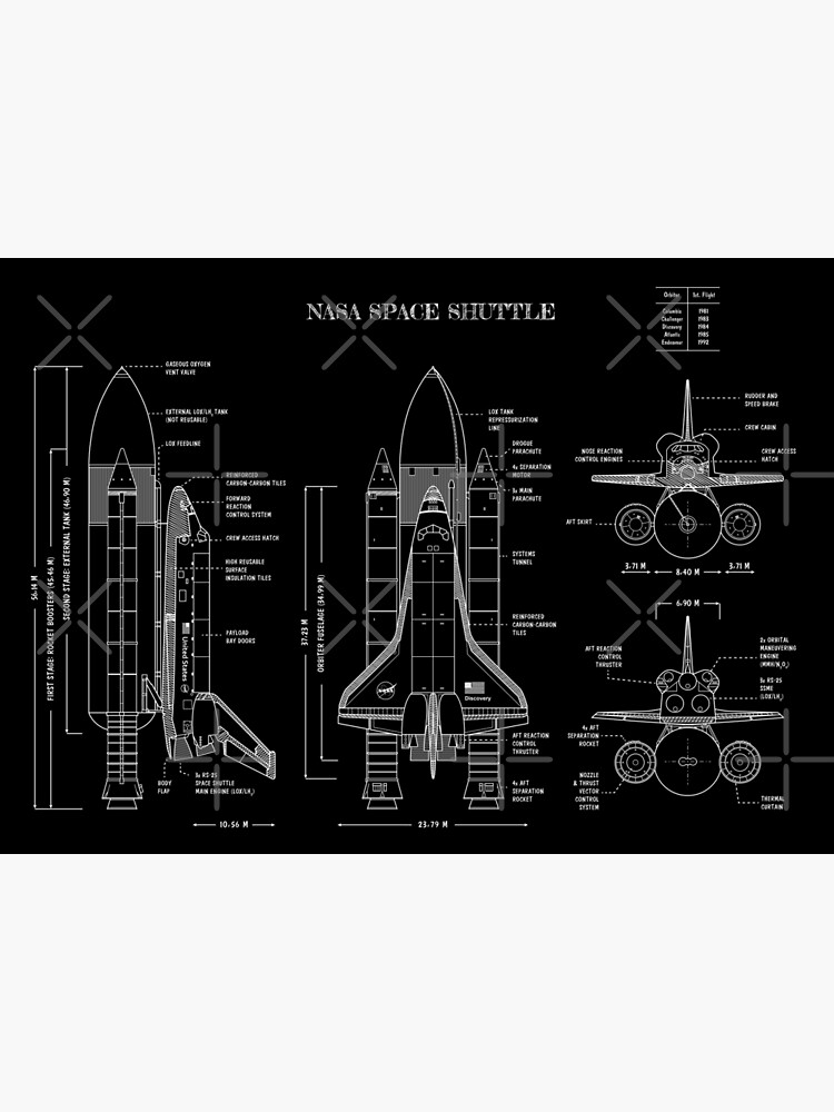 Discover NASA Space Shuttle  (White Stencil-No Background) Premium Matte Vertical Poster