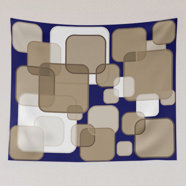 Item preview, Retro Square Bubbles - Beige and Navy Blue designed and sold by Quooki.
