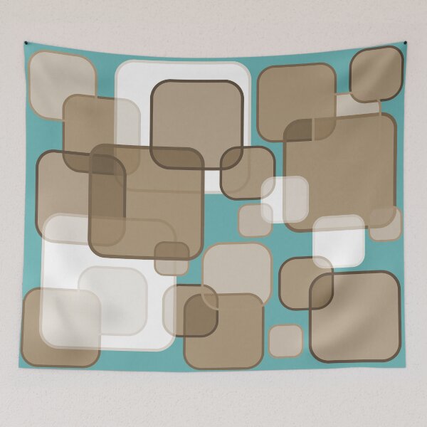 Item preview, Retro Square Bubbles - Beige and Teal designed and sold by Quooki.
