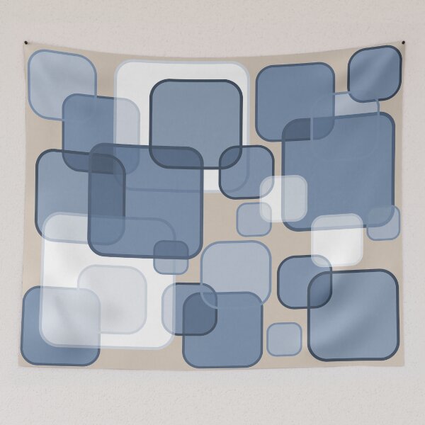Item preview, Retro Square Bubbles - Blue and Beige designed and sold by Quooki.