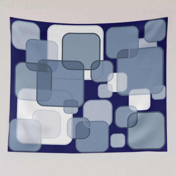 Item preview, Retro Square Bubbles - Blue and Navy designed and sold by Quooki.
