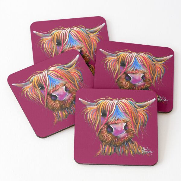 Item preview, CoW PRiNT SCoTTiSH HiGHLaND ' BRuCe oN MaGeNTa ' BY SHiRLeY MacARTHuR designed and sold by Shirley MacArthur Art.