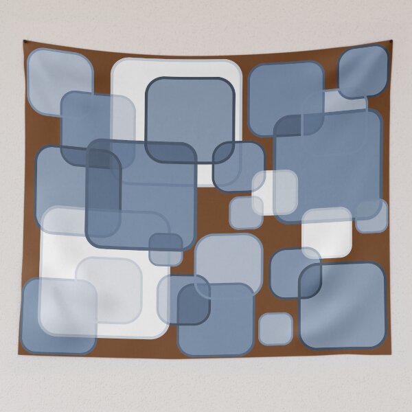 Item preview, Retro Square Bubbles - Blue and Brown designed and sold by Quooki.