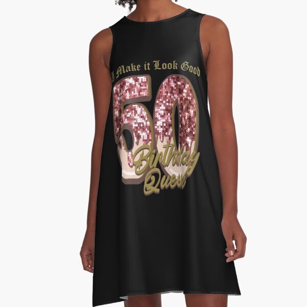 Rose Gold 50th Birthday Queen Glitters A-Line Dress