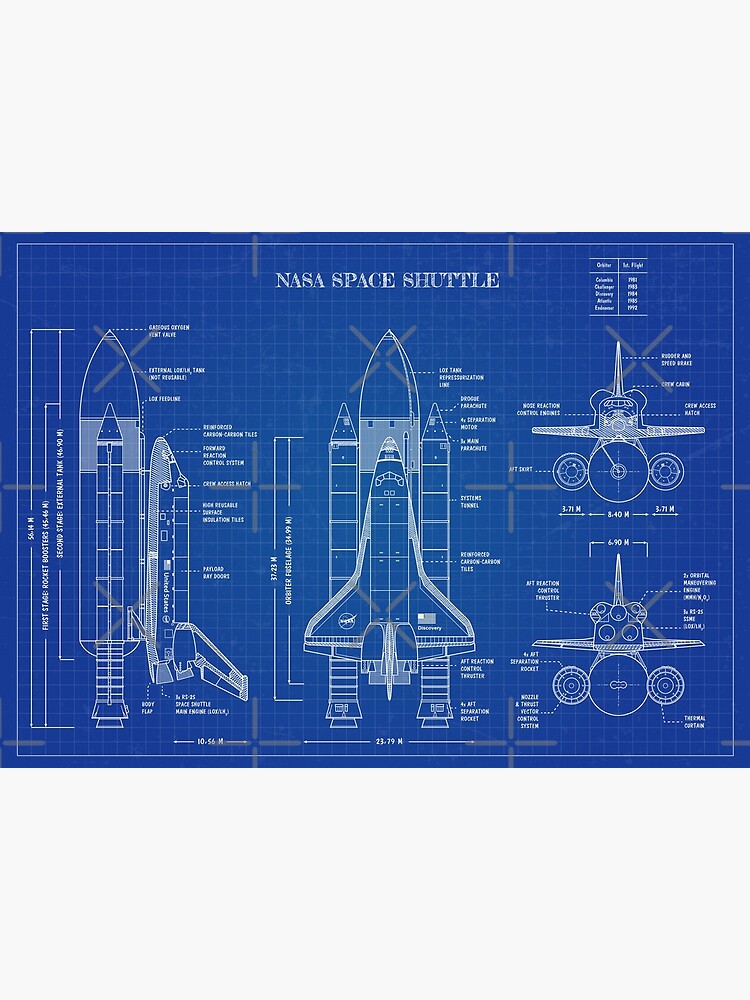 Discover NASA Space Shuttle (Blueprint) Premium Matte Vertical Poster
