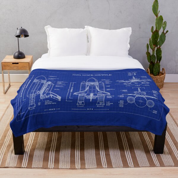 NASA Space Shuttle (Blueprint) Throw Blanket