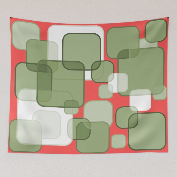 Item preview, Retro Square Bubbles - Green and Red designed and sold by Quooki.