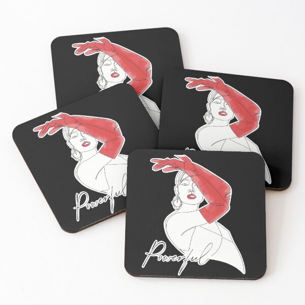 Item preview, Fashion illustration of a woman with red gloves and the word powerful designed and sold by Tana-B.