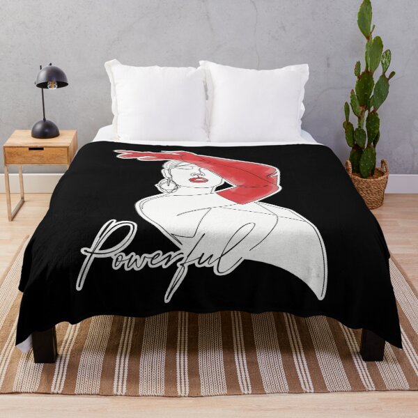 Item preview, Fashion illustration of a woman with red gloves and the word powerful designed and sold by Tana-B.