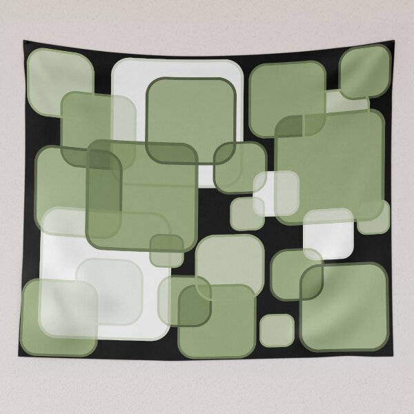 Item preview, Retro Square Bubbles - Green and Black designed and sold by Quooki.
