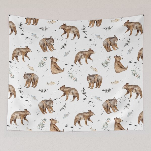 Item preview, Bear and fish designed and sold by Petit Faon Prints.