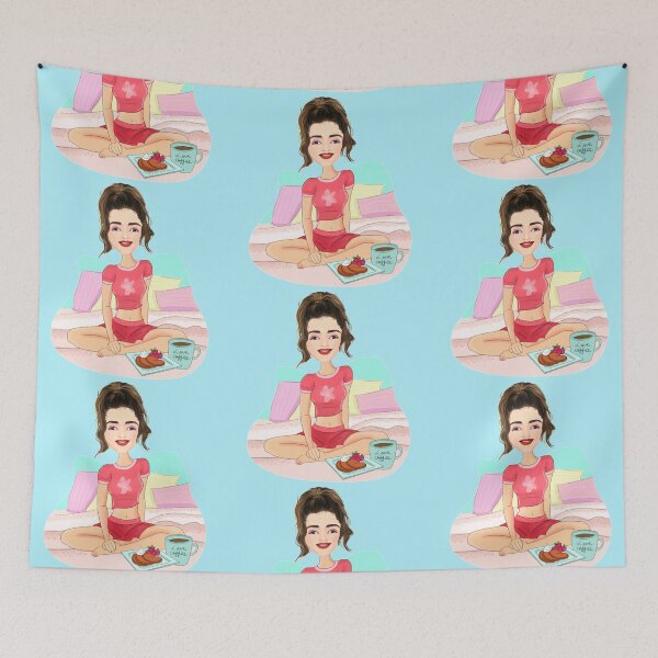 Item preview, Girl having pancakes & coffee in bed designed and sold by Auliv Art.