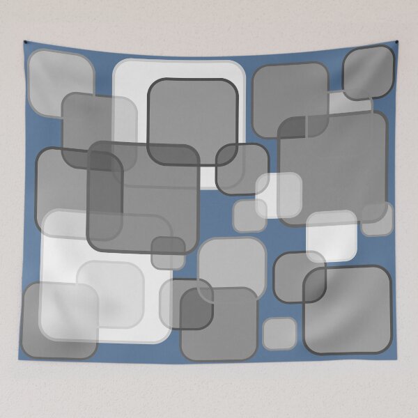 Item preview, Retro Square Bubbles - Grey and Blue designed and sold by Quooki.
