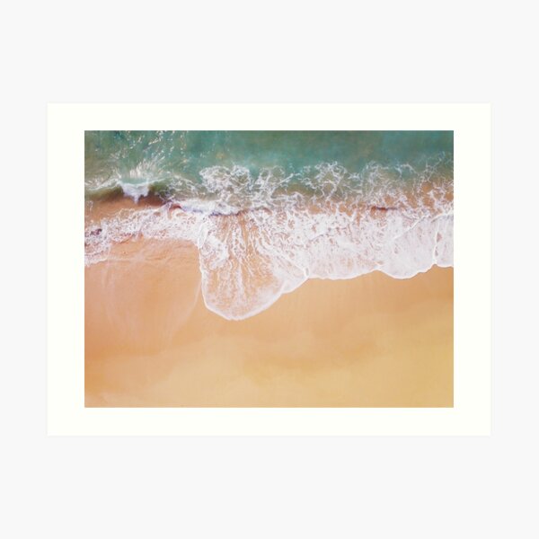 Sand and sea, crashing waves Art Print