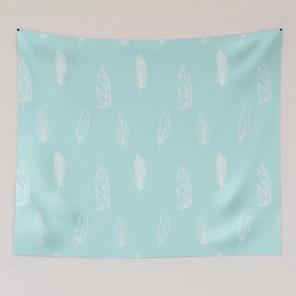 Item preview, Light teal feather pattern aesthetic  designed and sold by TheWaterBirds.