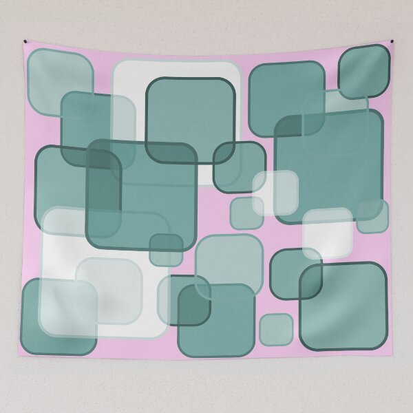 Item preview, Retro Square Bubbles - Teal and Pink designed and sold by Quooki.