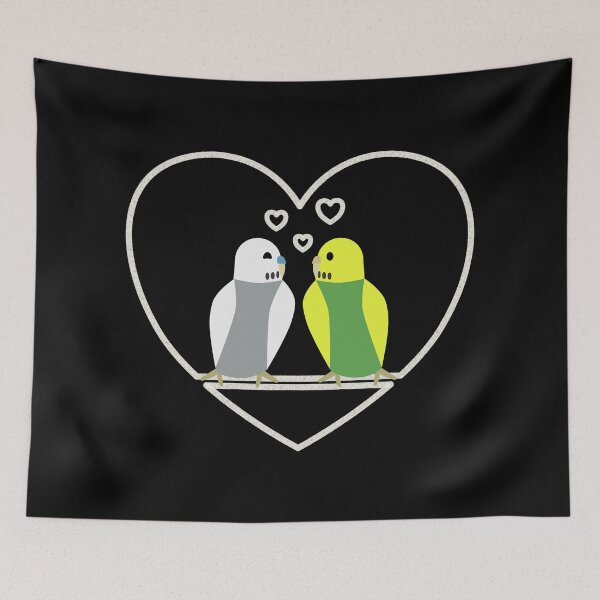 Item preview, Budgies in love, gray-green designed and sold by Cevetan.