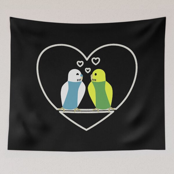 Item preview, Budgies in love, turquoise-green designed and sold by Cevetan.