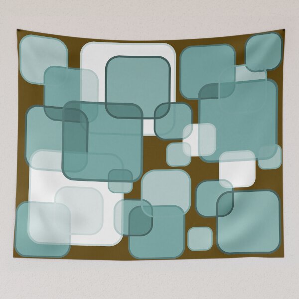 Item preview, Retro Square Bubbles - Teal and Brown designed and sold by Quooki.