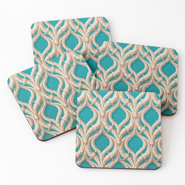 Item preview, GOTHIC DECOR WITH FLORAL SWIRLS IN AQUA BLUE IVORY HUES designed and sold by BulganLumini.