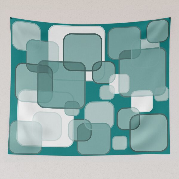 Item preview, Retro Square Bubbles - Shades of Teal designed and sold by Quooki.