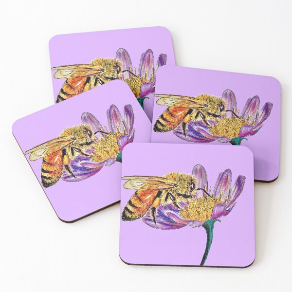 Item preview, Golden Honey Bee (Purple Background)  designed and sold by Sarah Girard.