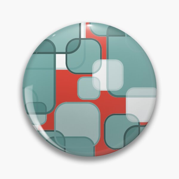 Item preview, Retro Square Bubbles - Teal and Vermillion designed and sold by Quooki.