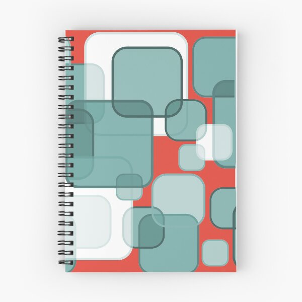 Item preview, Retro Square Bubbles - Teal and Vermillion designed and sold by Quooki.