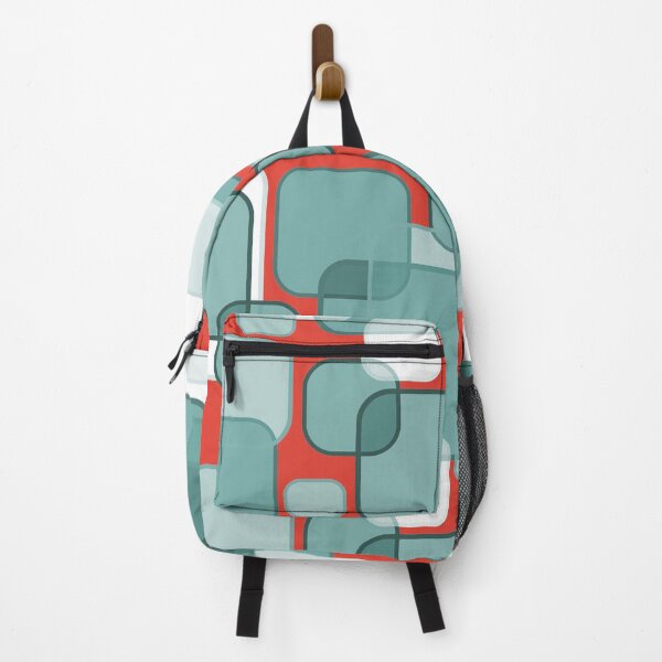 Item preview, Retro Square Bubbles - Teal and Vermillion designed and sold by Quooki.