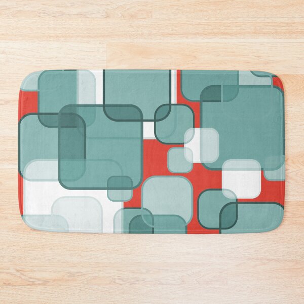Item preview, Retro Square Bubbles - Teal and Vermillion designed and sold by Quooki.