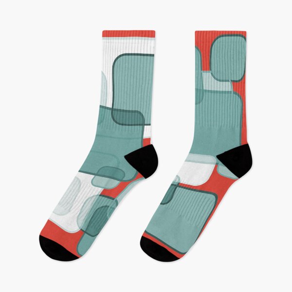 Item preview, Retro Square Bubbles - Teal and Vermillion designed and sold by Quooki.