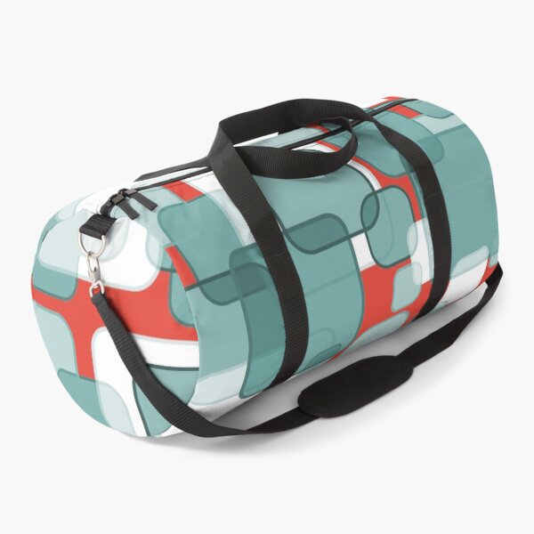 Item preview, Retro Square Bubbles - Teal and Vermillion designed and sold by Quooki.