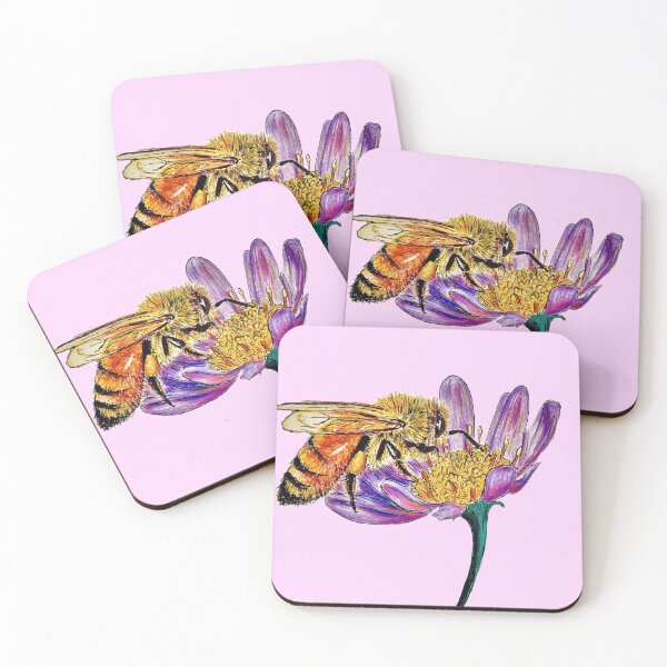 Item preview, Golden Honey Bee (pink background) designed and sold by Sarah Girard.