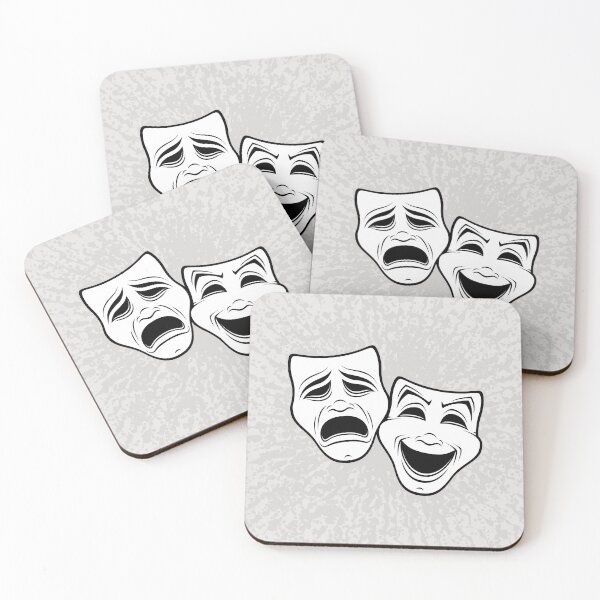 Item preview, Comedy And Tragedy Theater Masks Black Line designed and sold by fizzgig.