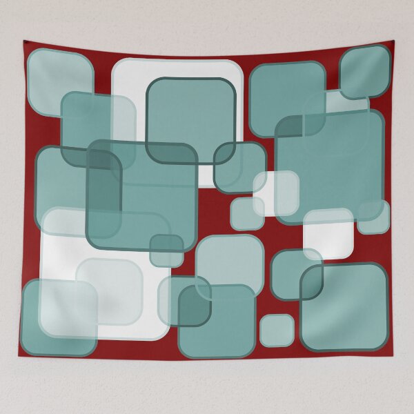 Item preview, Retro Square Bubbles - Teal and Maroon designed and sold by Quooki.