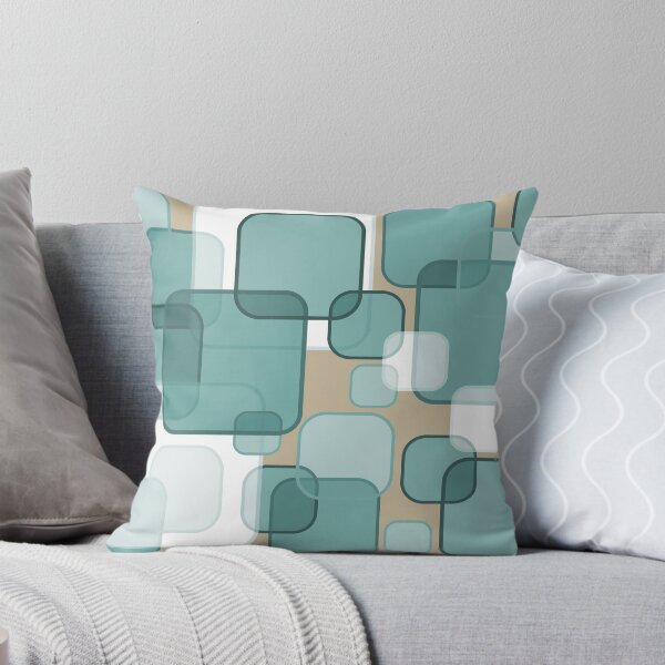 Item preview, Retro Square Bubbles - Teal and Beige designed and sold by Quooki.